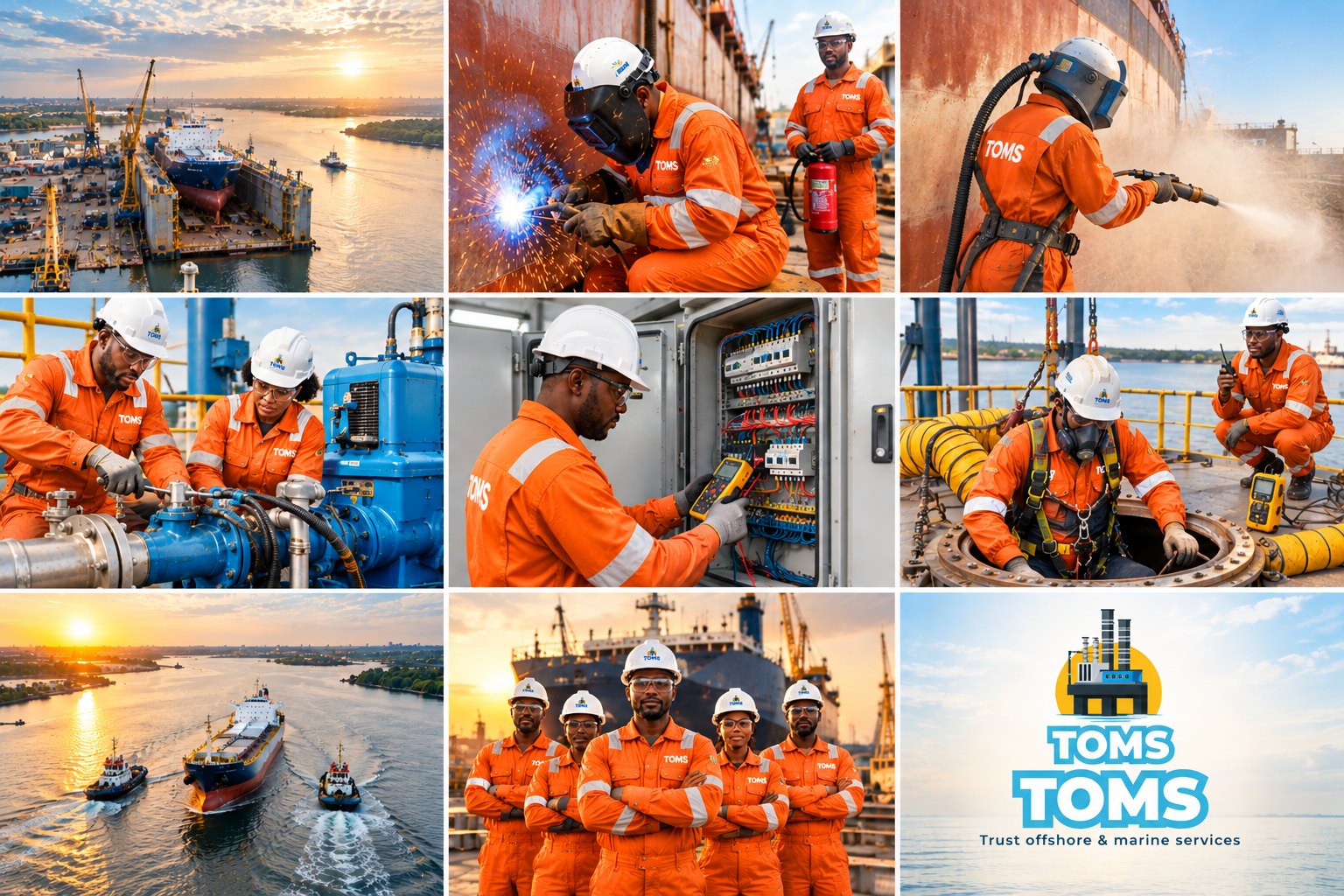 TOMS – équipes et opérations offshore et maritimes : chantier naval, soudure, sablage, mécanique, électricité, espaces confinés et remorquage